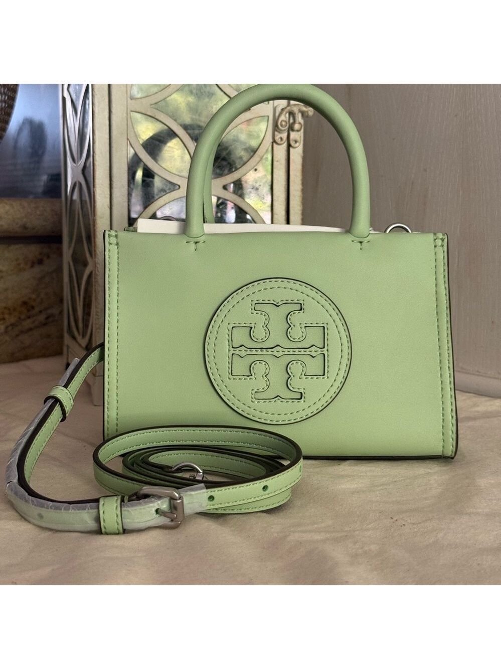 New Tory Burch Ella bio mini Mint leaf color Crossbody Bag